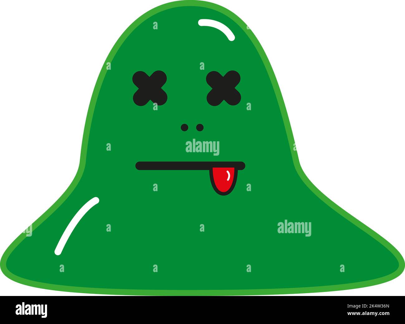 Green monster with tongue out, illustration, vector on a white