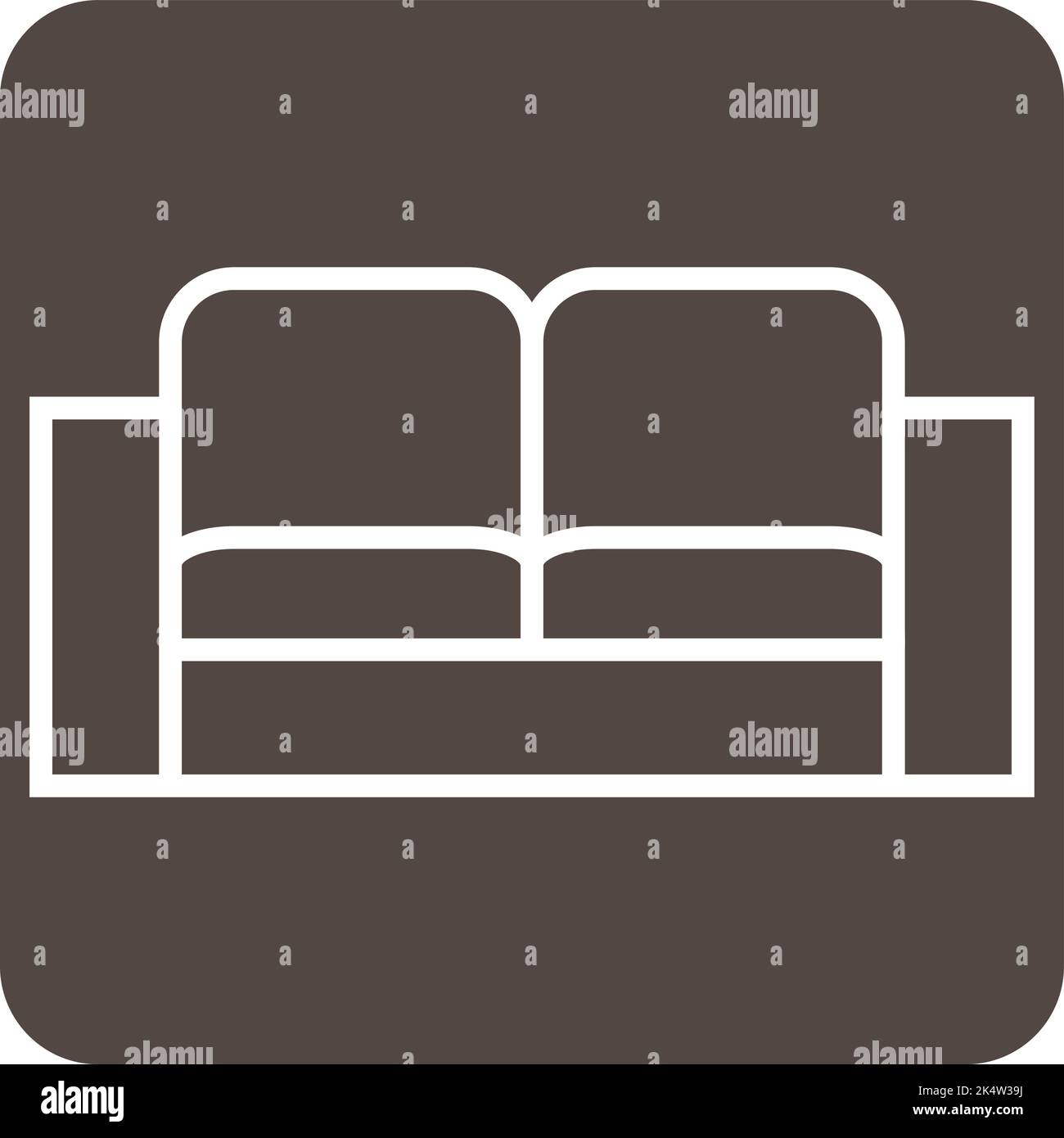 Brown sofa, illustration, vector on a white background. Stock Vector