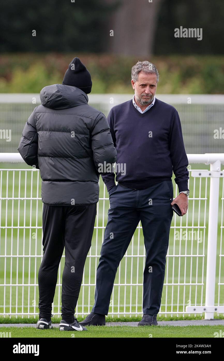 Tottenham Hotspur's Managing Director of football Fabio Paratici at the club's training ground. Formerly a Sporting Director at Juventus and Sampdoria Stock Photo