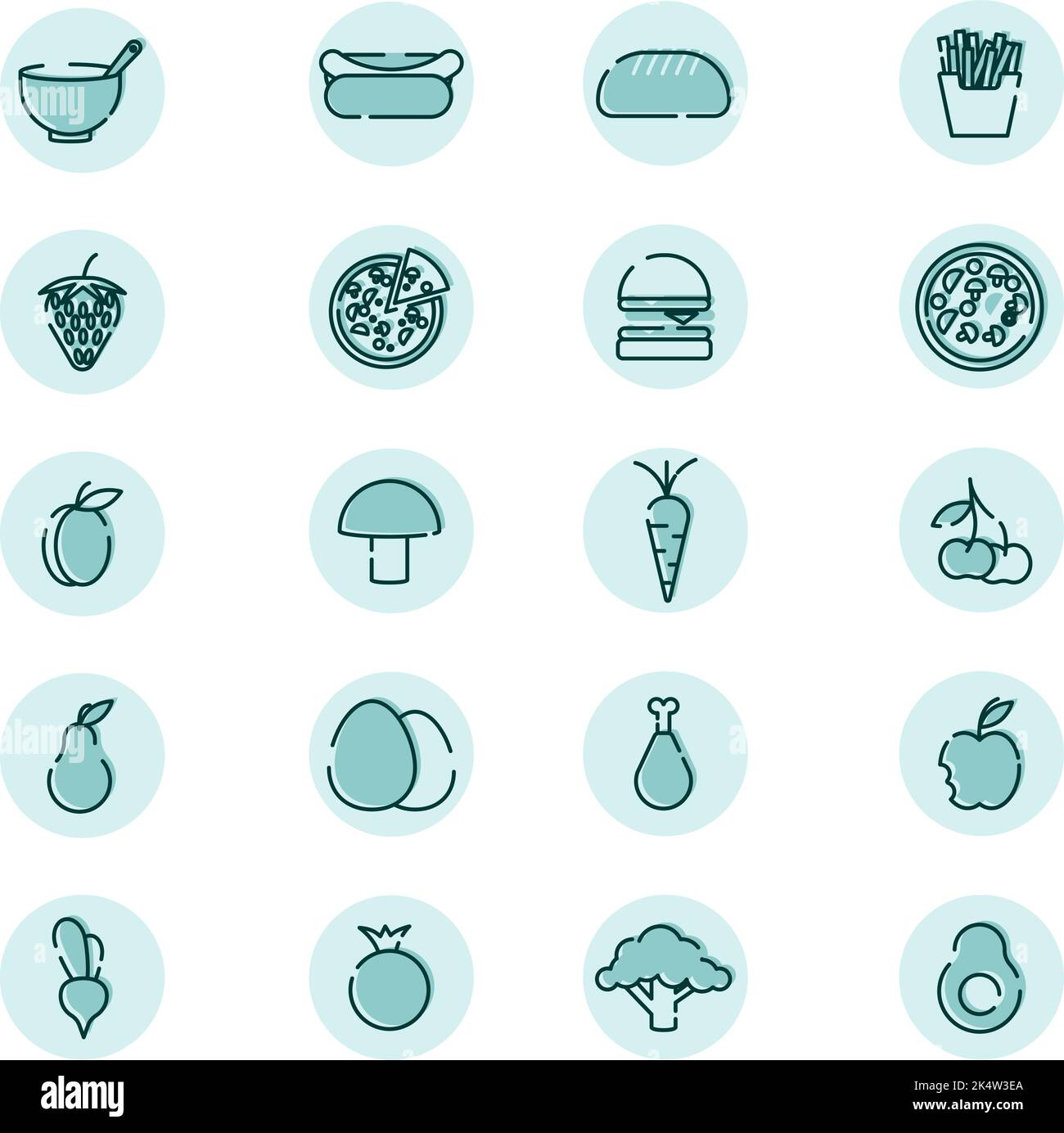 Fresh natural food, illustration, vector on a white background Stock ...
