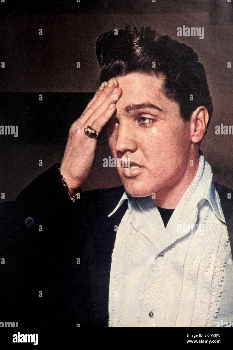 Elvis Presley 1960 - Dell Publishing, 1960. Photograph by Bob East of Gilloon - magazine page Stock Photo