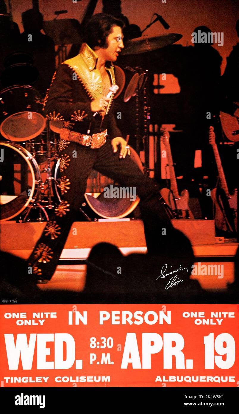 Elvis Presley 1972 Albuquerque, NM Large Paper Concert Poster. Stock Photo