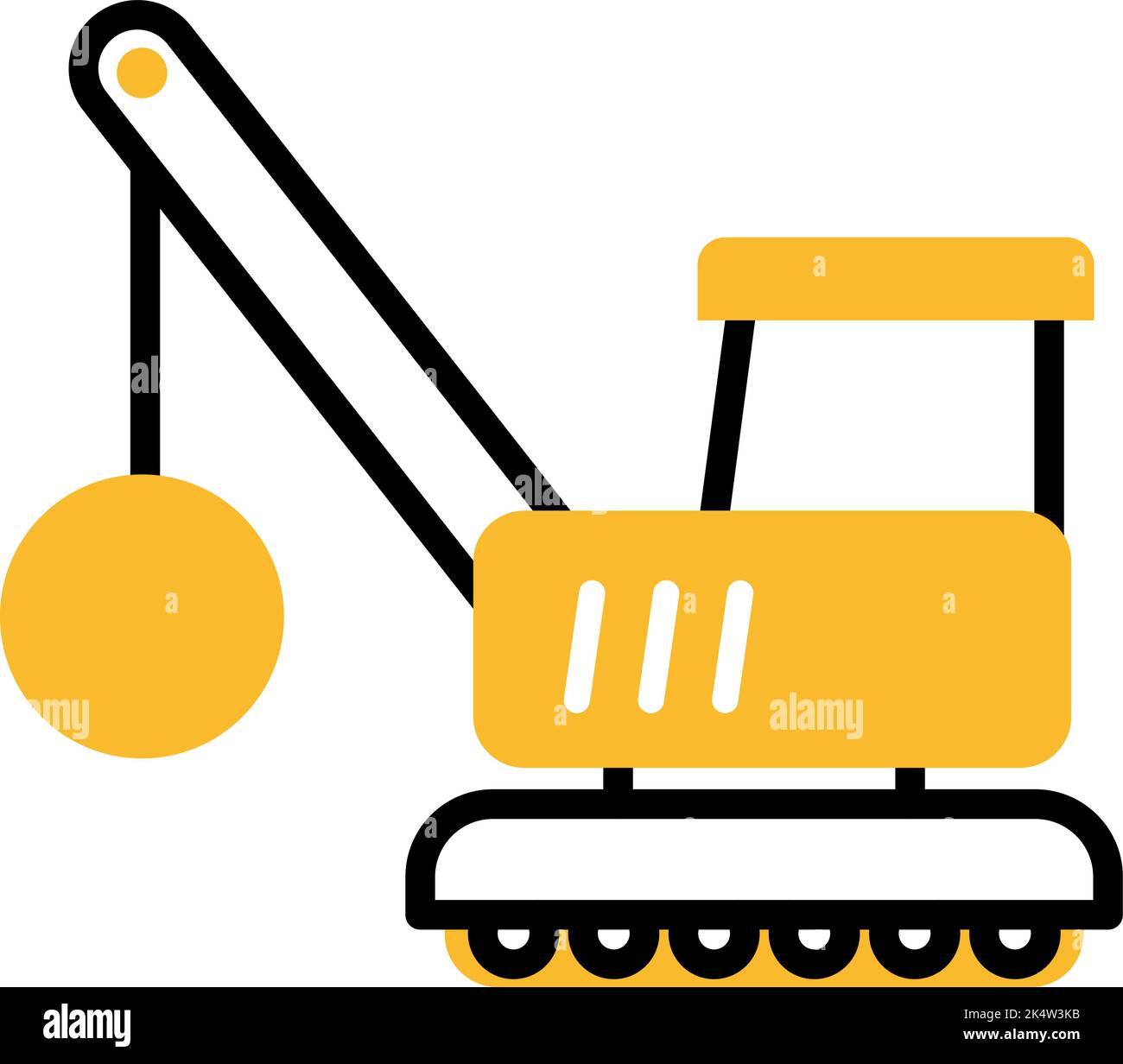 Hard equipments demolition crane, illustration, vector on a white background. Stock Vector