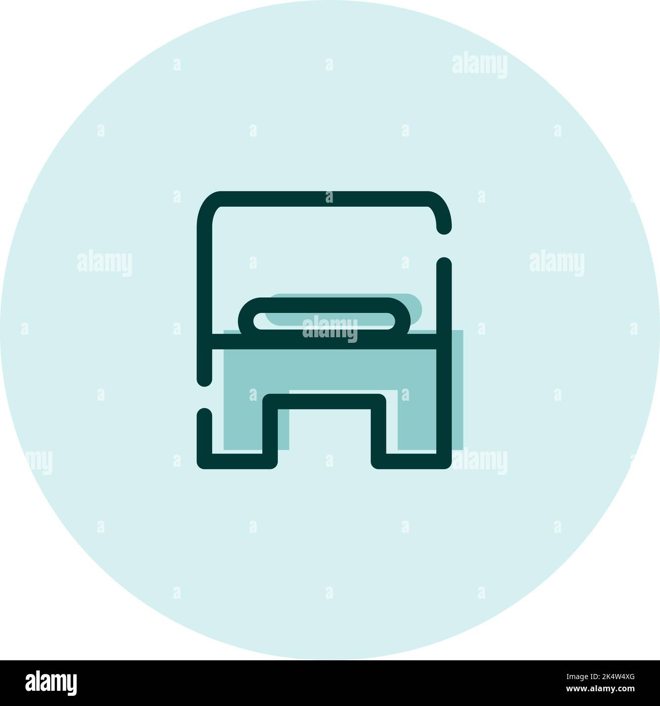 Single hotel bed, illustration, vector on a white background. Stock Vector