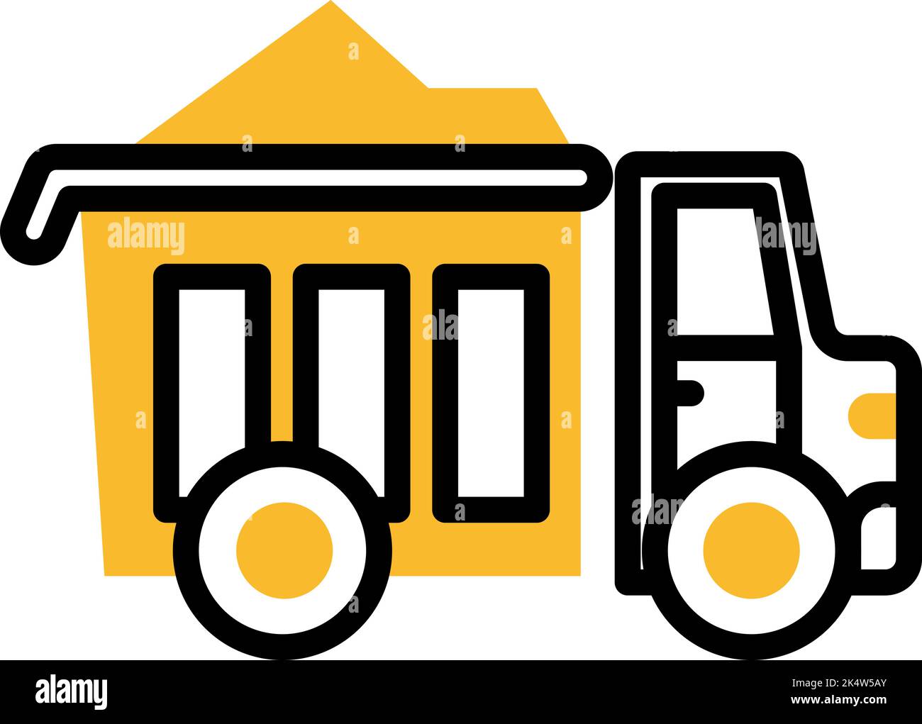 Hard equipments yellow dumper truck, illustration, vector on a white ...