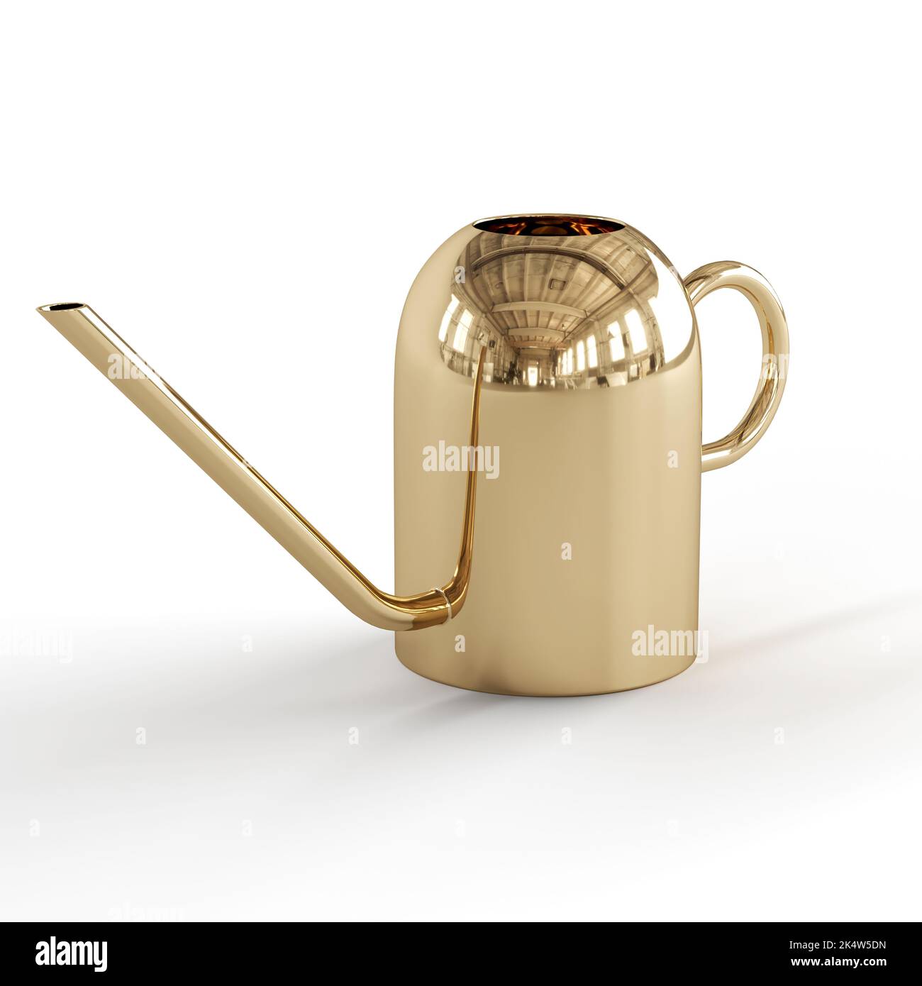 A computergenerated 3d realistic golden watering can isolated on a