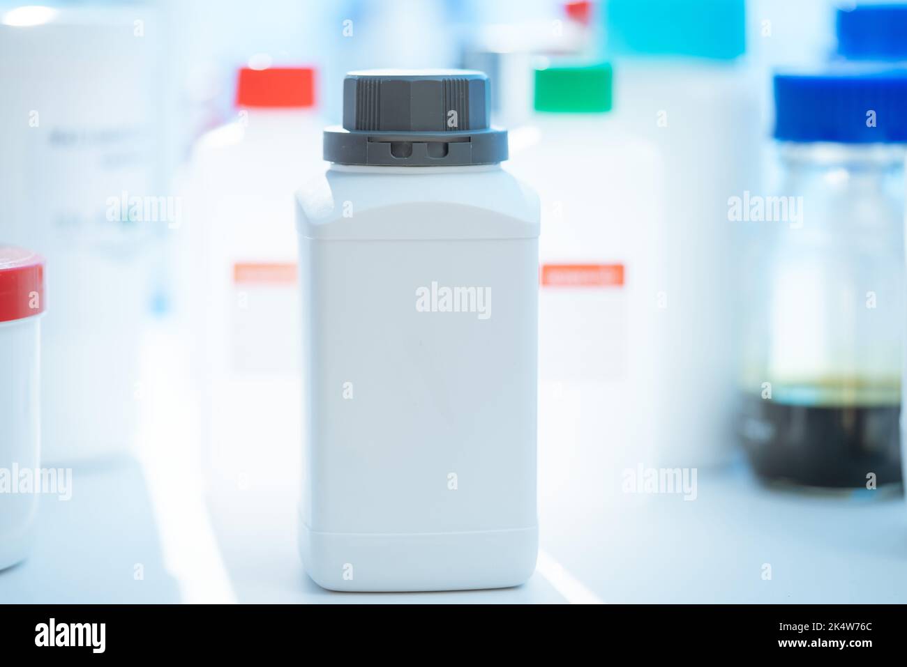 Plastic container for storing chemicals and food additives Stock Photo