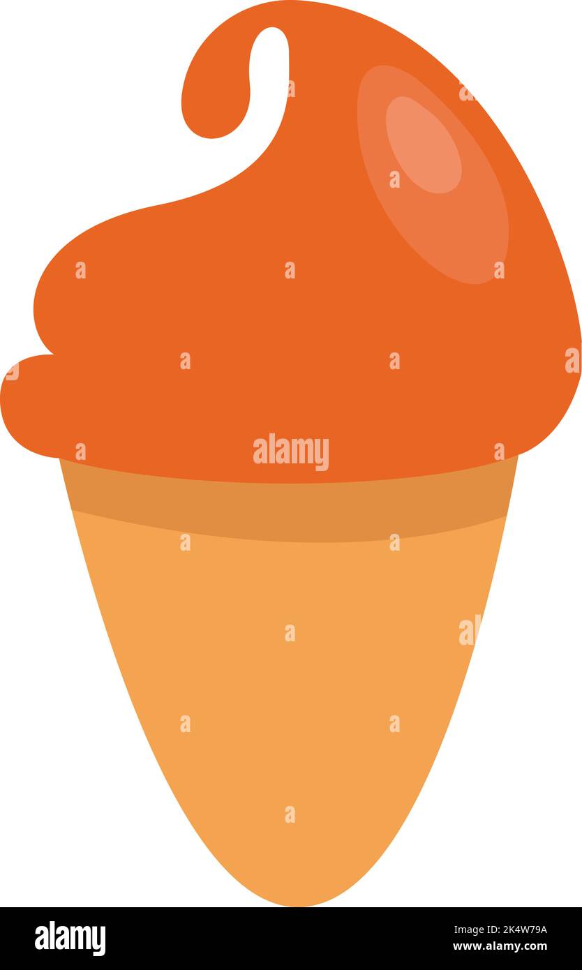 Orange ice cream in cone, illustration, vector on a white background Stock Vector Image & Art