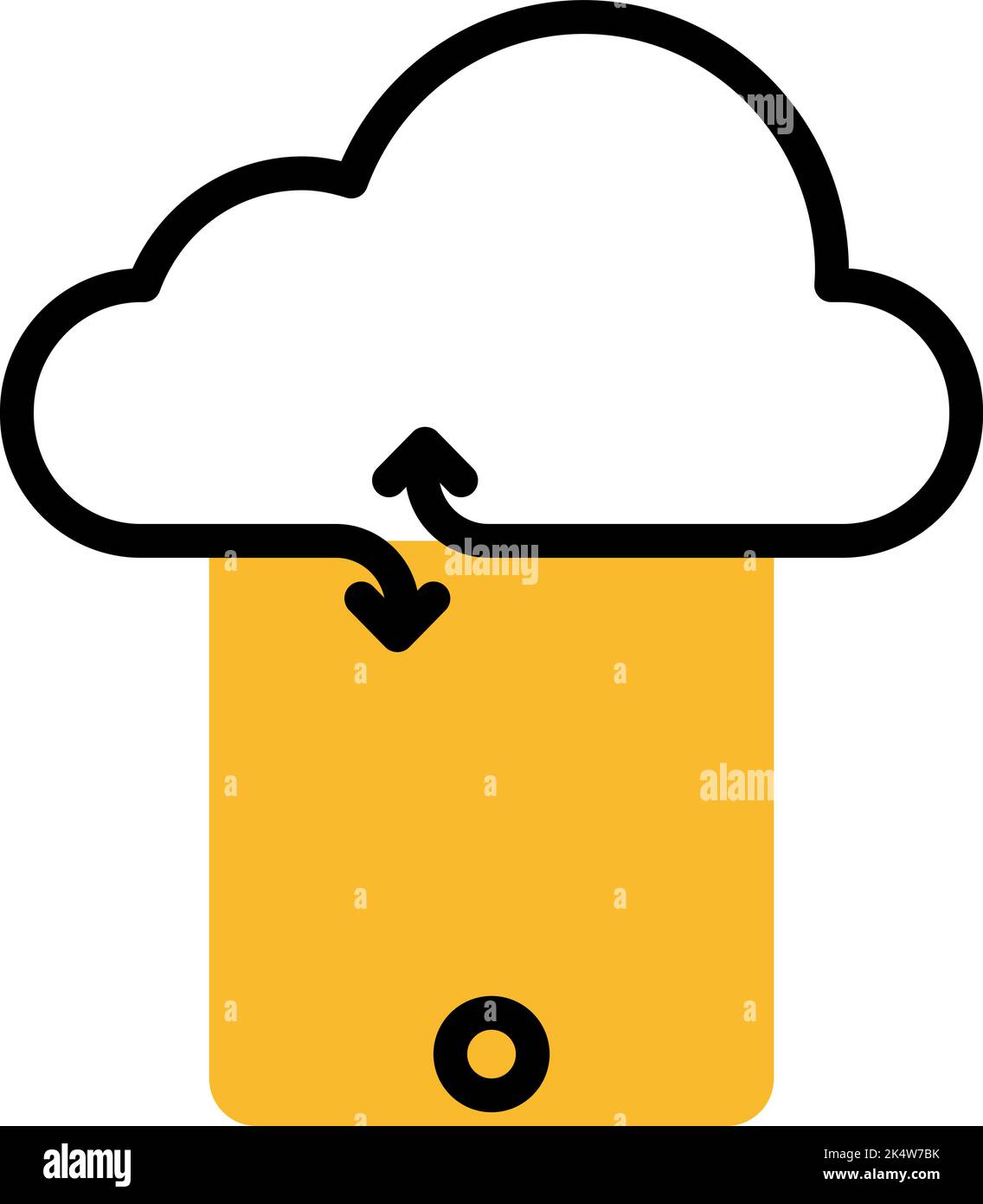Mobile cloud sync, illustration, vector on a white background. Stock Vector