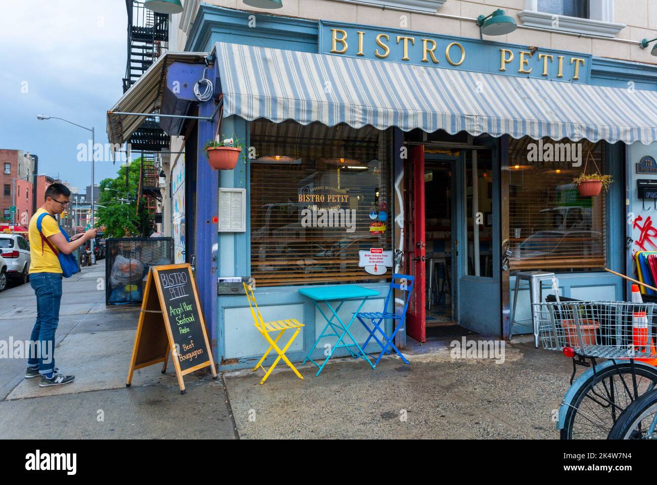 New York City, NY, USA, Street Scene, French Cafe, Store Front, Brooklyn, Williamsburg Stock Photo