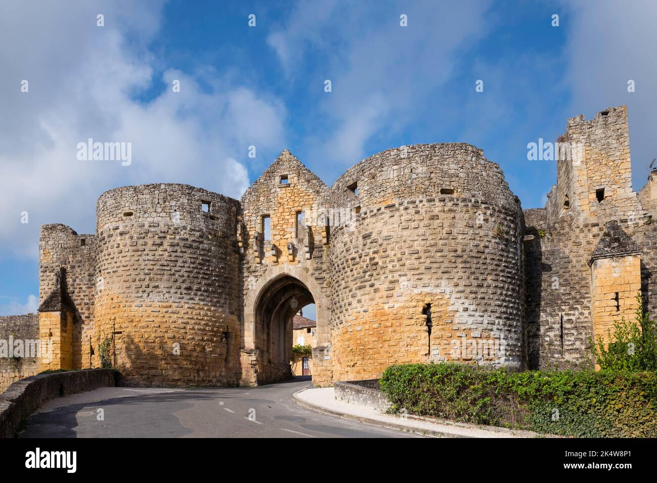 entrance of the village domme in france through the porte des tours Stock Photo