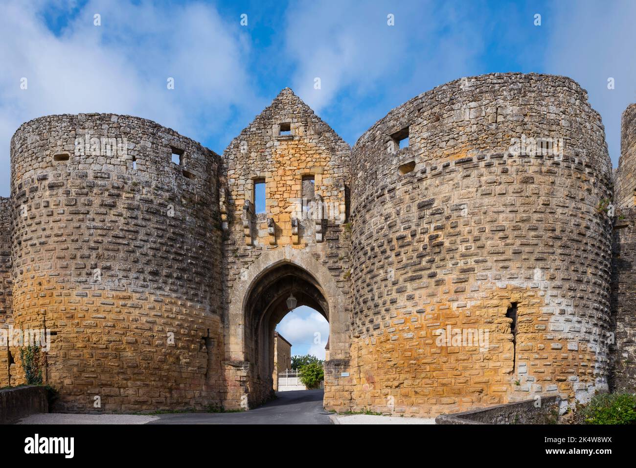 entrance of the village domme in france through the porte des tours Stock Photo