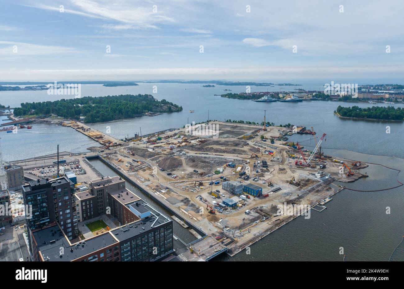 Nihti Area in Helsinki, Finland. Drone Point of View. Stock Photo