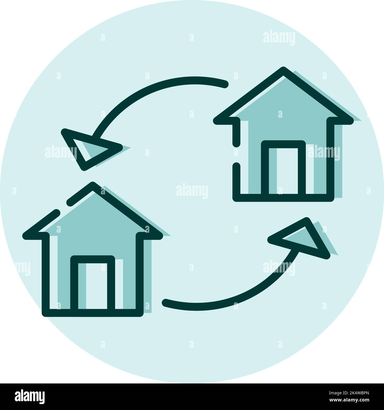 Real estate exchange for house, illustration, vector on a white background Stock Vector Image