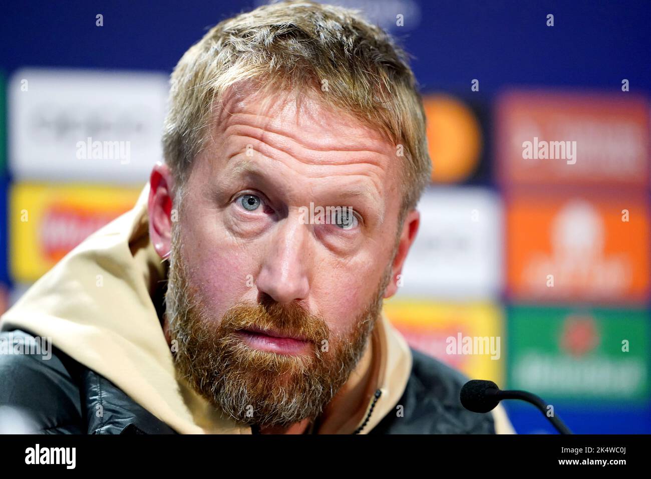 Chelsea manager Graham Potter during a press conference at Stamford