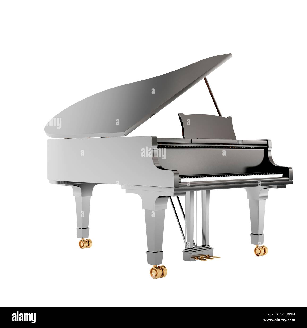 The computergenerated 3d realistic grand piano isolated on a vertical