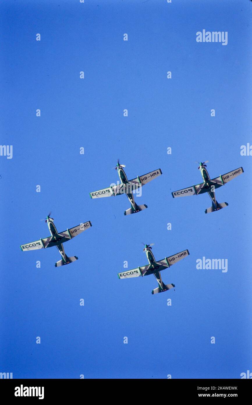 Aerial meeting of vintage planes, Bron, Rhone-Alps, France, 1992 Stock Photo
