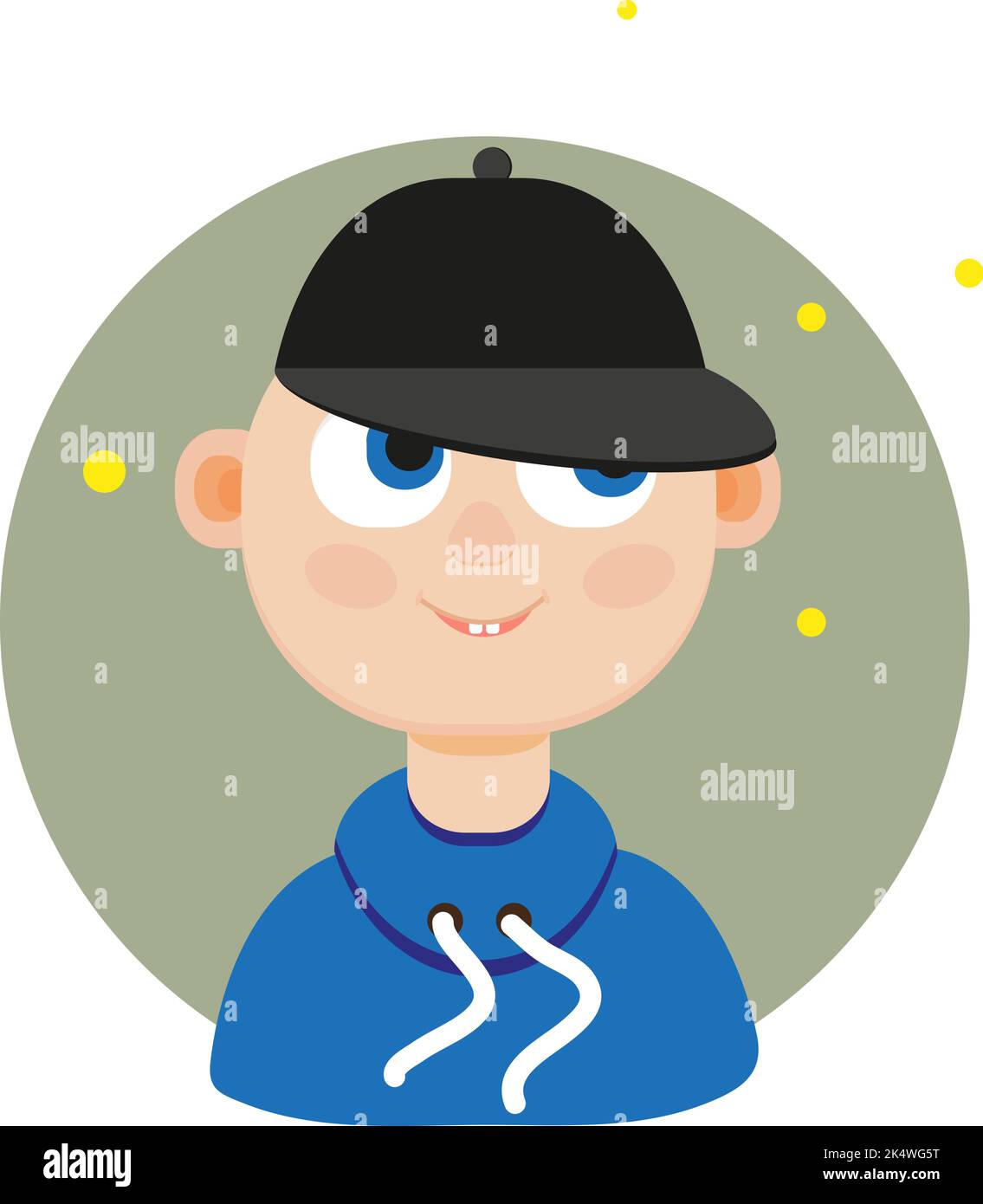 Blue eyed boy with baseball hat, illustration, vector on a white ...