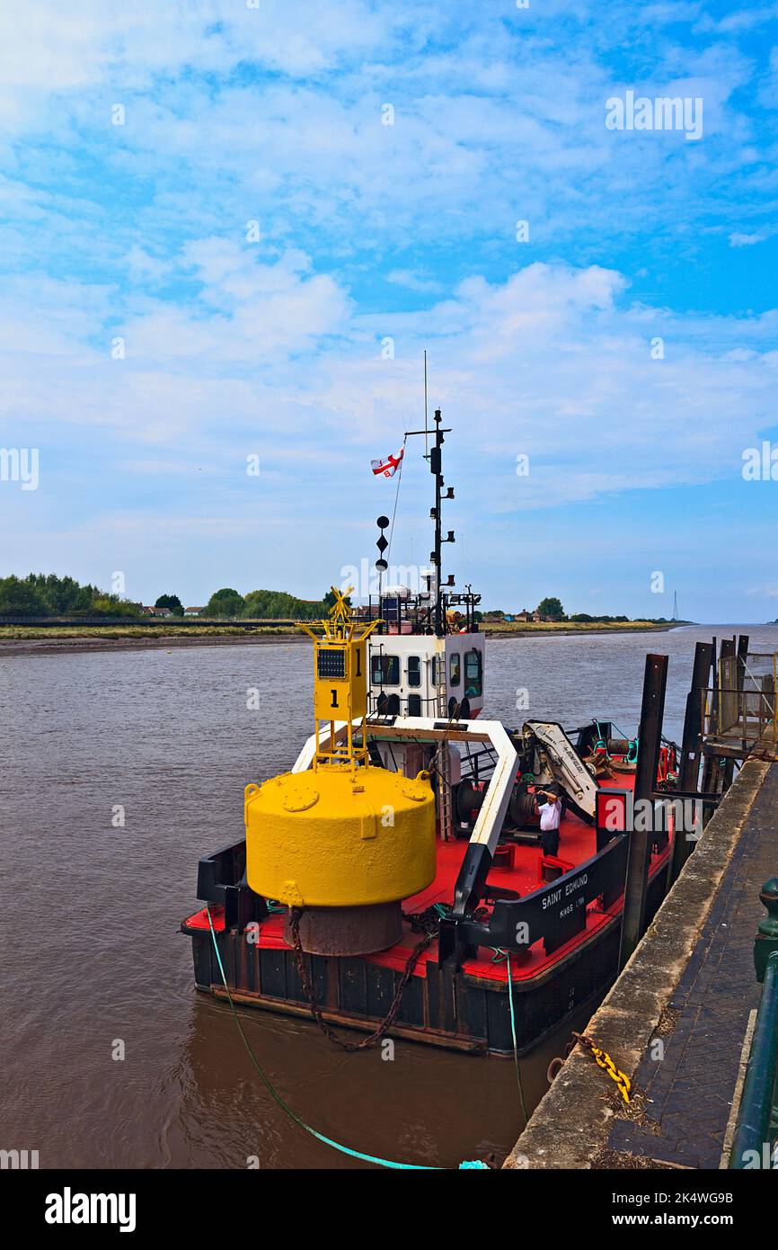 Saint Edmund buoy maintenance boat moored at Purfleet Quay on the Great