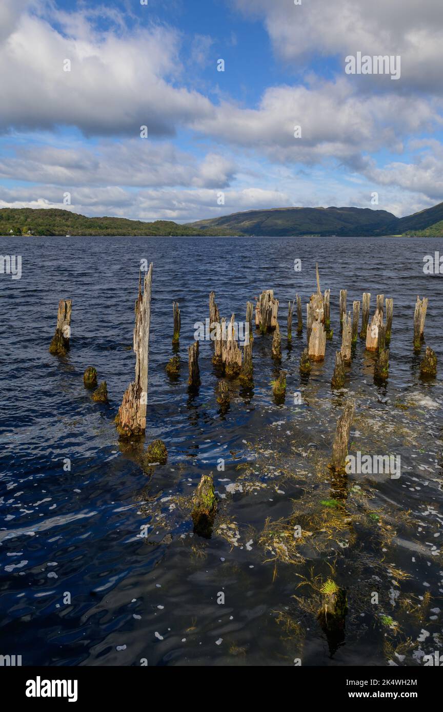 Remains of Kelly's Pier at Taynuilt on Loch Etive in Scotland Stock Photo