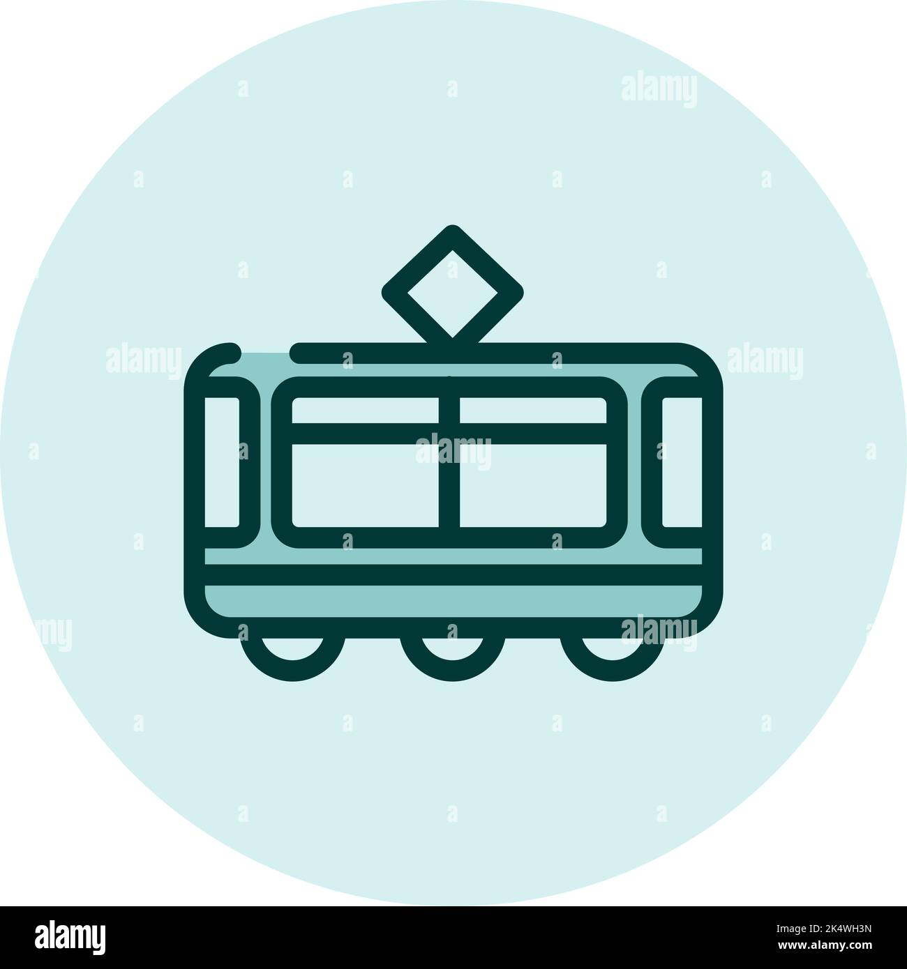 Moving Tramway, illustration, vector on a white background. Stock Vector