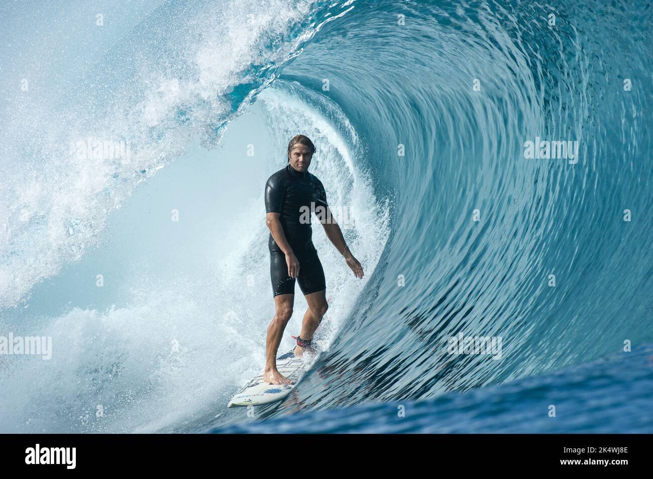 SURFING Australian surfer Anthony Walsh surf at Teahupoo during a big swell on September 11, 2014 at Teahupoo in Tahiti, French Polynesia - Photo: Julien Girardot/DPPI/LiveMedia Stock Photo
