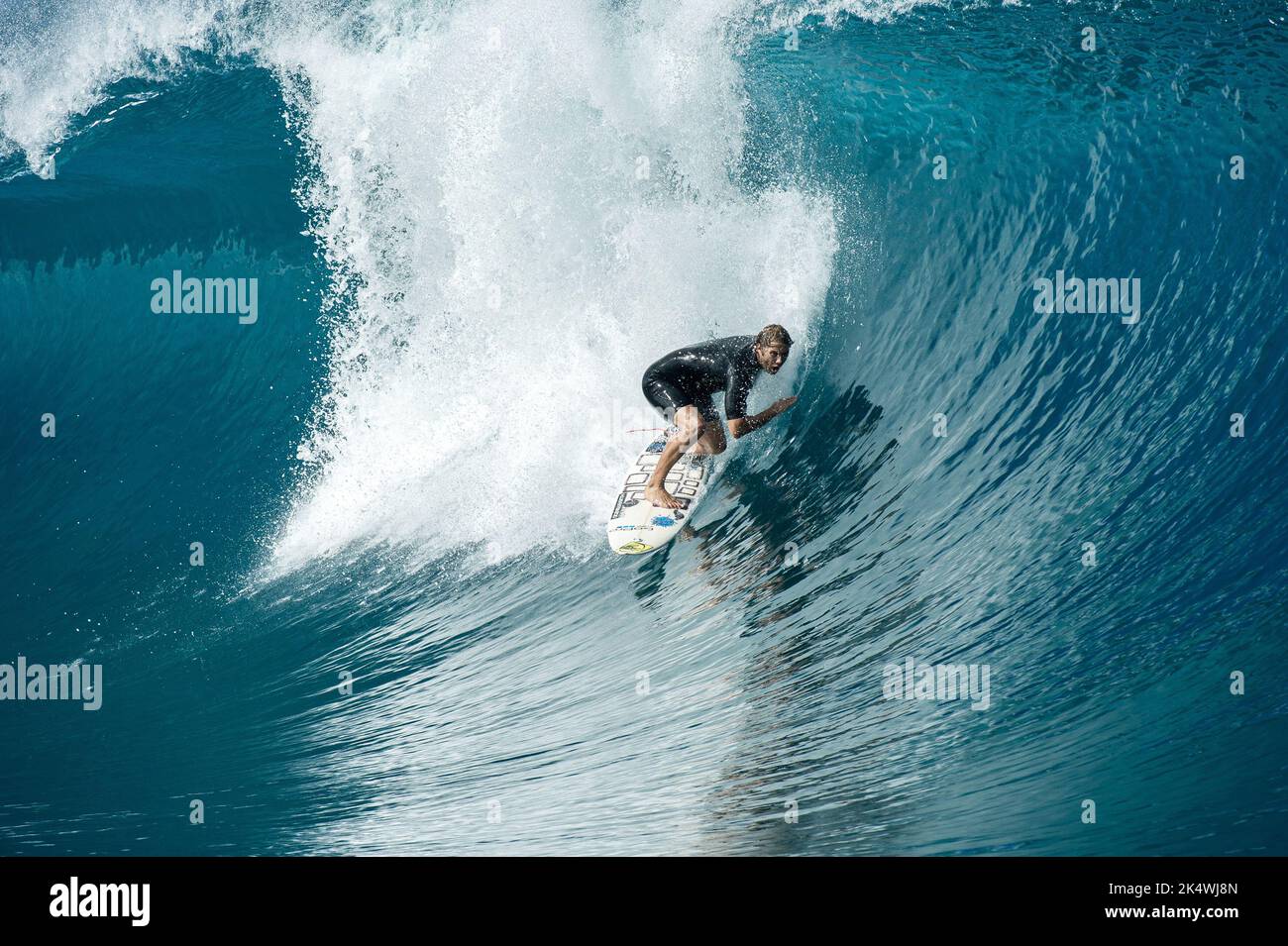 SURFING Australian surfer Anthony Walsh surf at Teahupoo during a big swell on September 11, 2014 at Teahupoo in Tahiti, French Polynesia - Photo: Julien Girardot/DPPI/LiveMedia Stock Photo