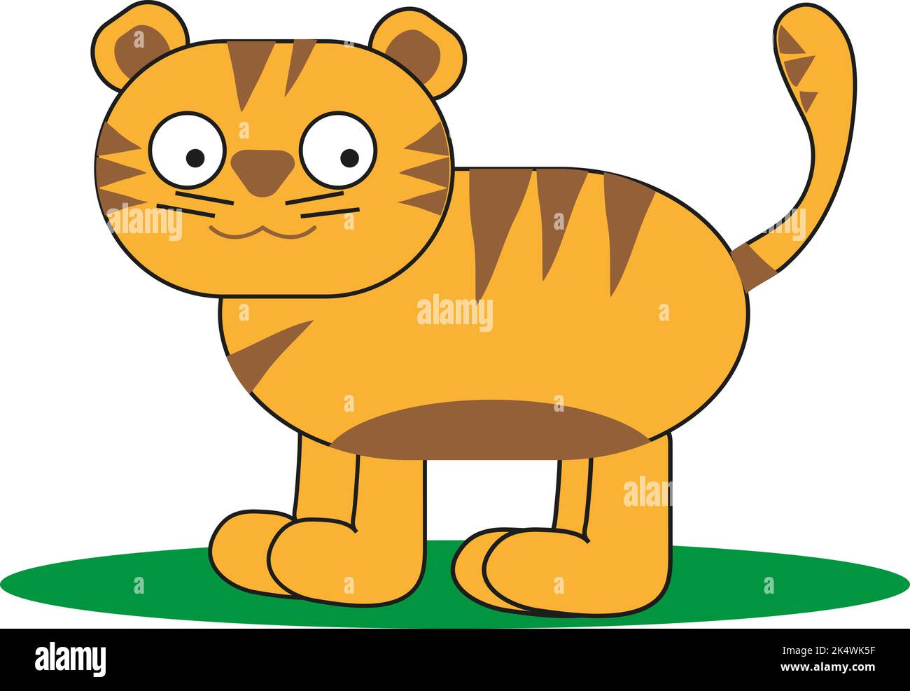 Baby tiger, illustration, vector on a white background. Stock Vector