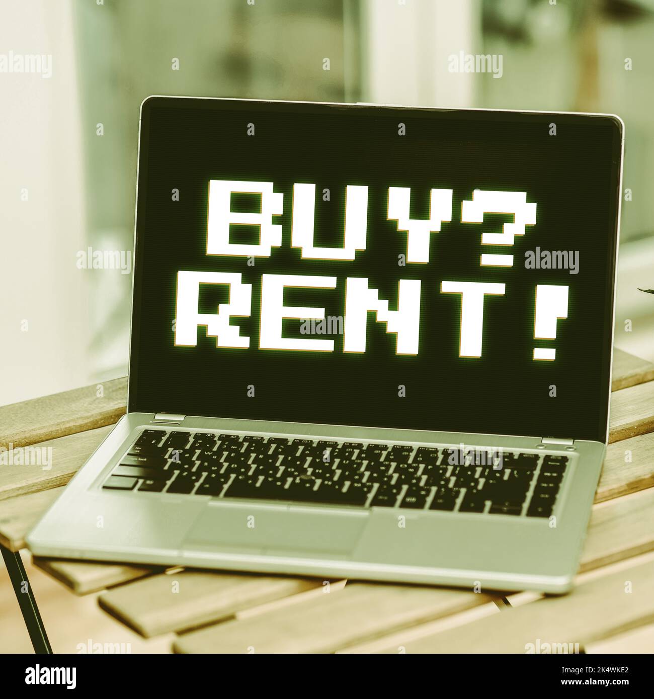 Text caption presenting Buy Question Rent. Concept meaning Group that