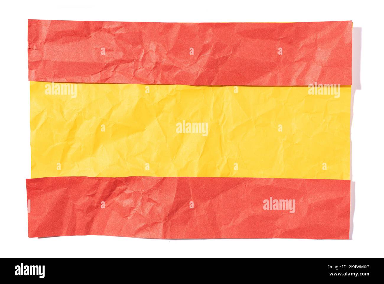 Flag of Spain made of crumpled paper isolated on white background Stock Photo
