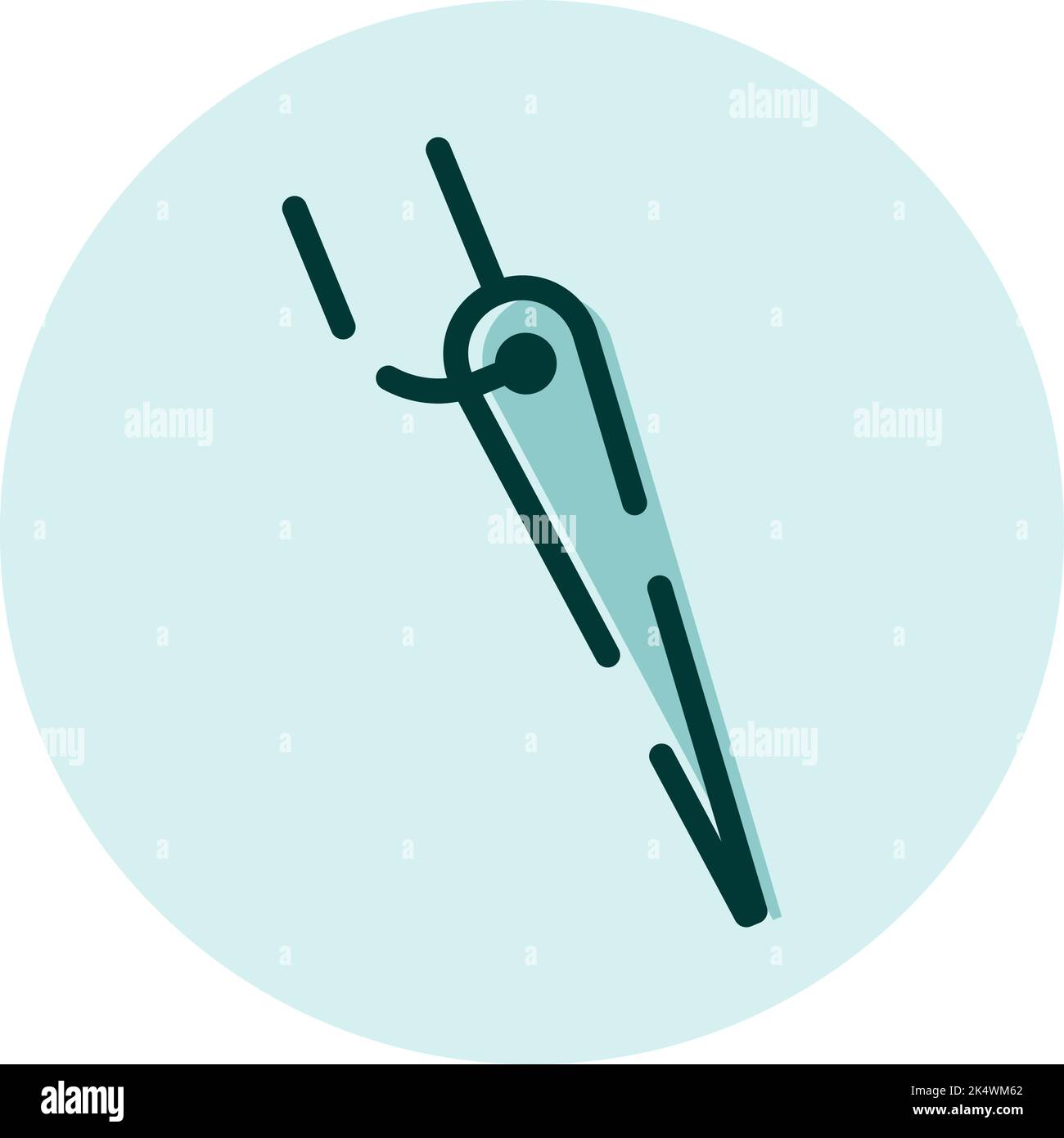 Textile needle, illustration, vector on a white background. Stock Vector