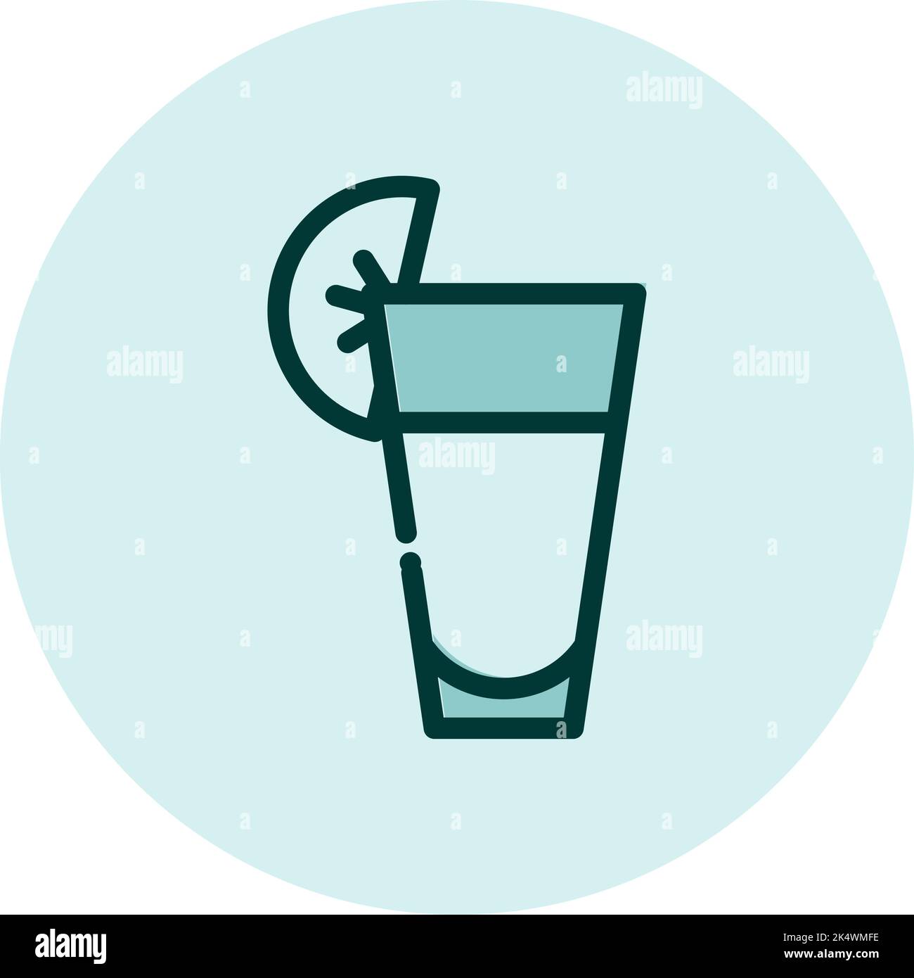 Tequila shot glass, illustration, vector on a white background Stock