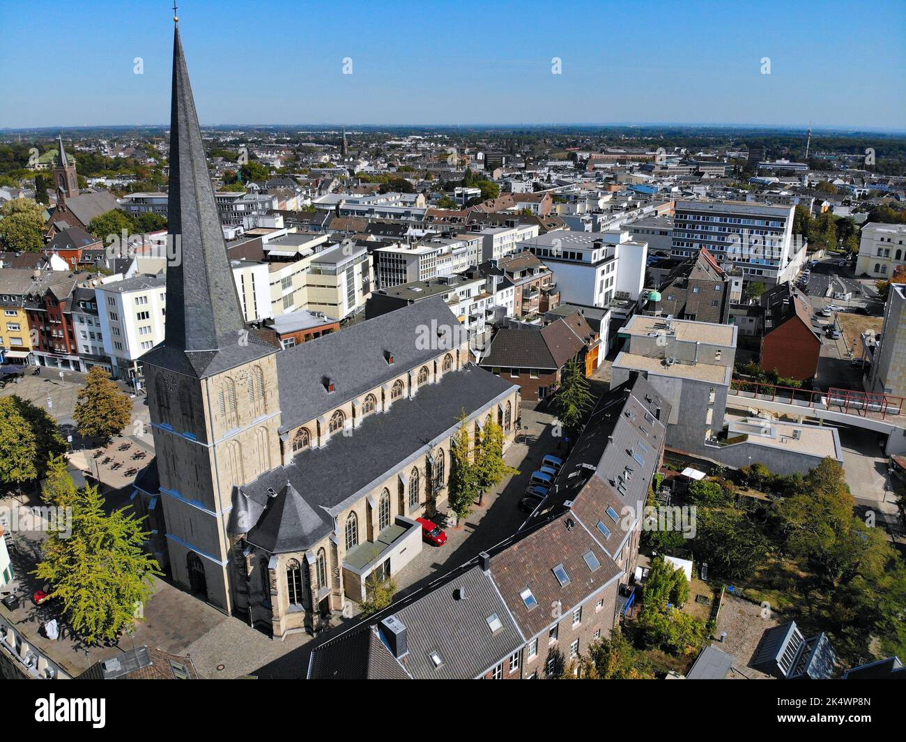 Moenchengladbach city in Germany. Aerial view of Gladbach part of town. Stock Photo