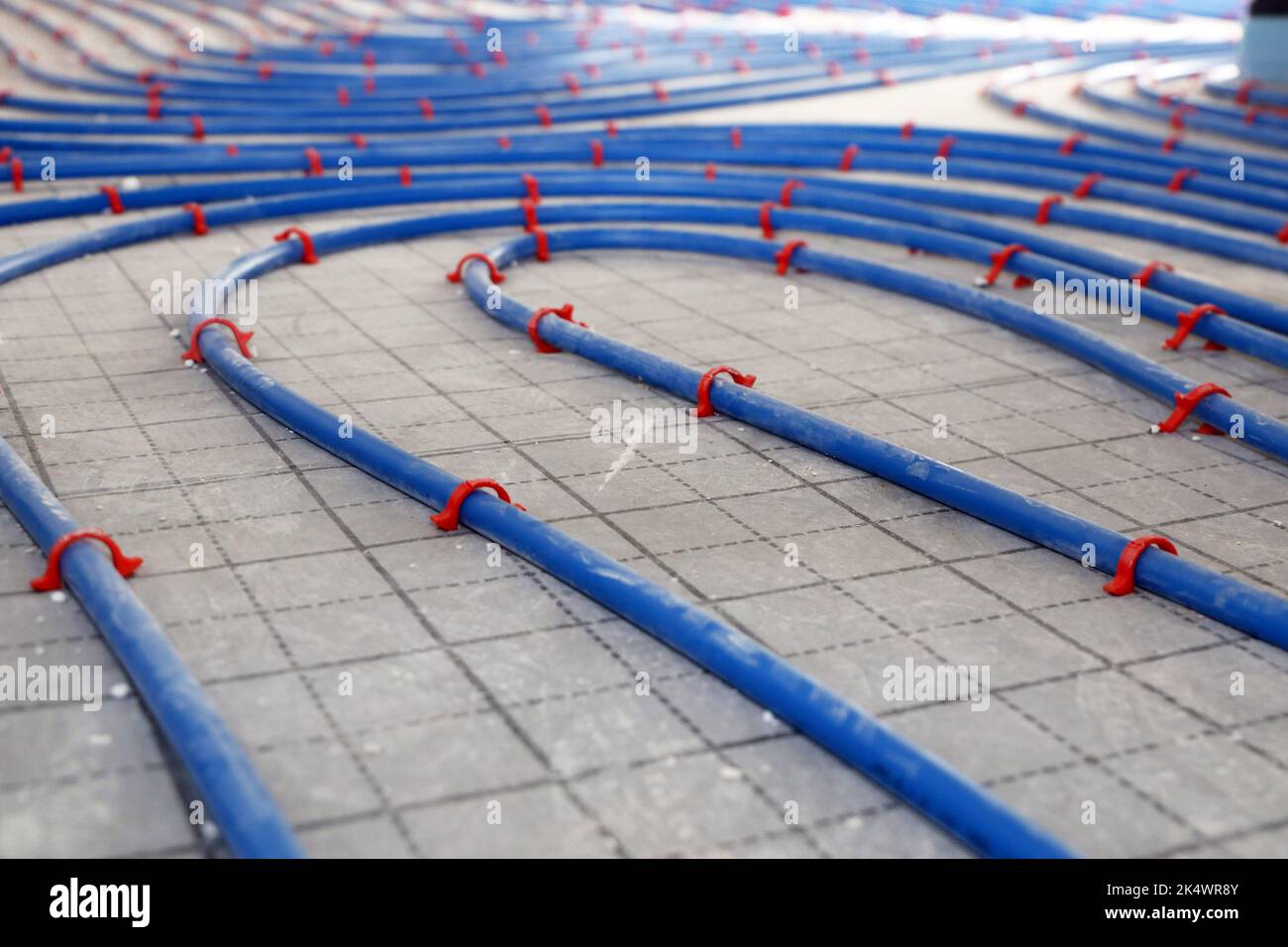 Underfloor heating system on a building site Stock Photo
