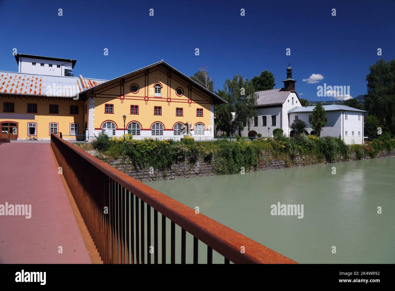 Hallein historic town in Austria. Salzburg State. River Salzach Stock ...