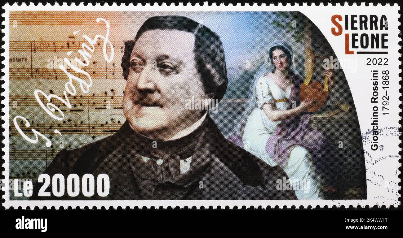 Gioachino Rossini portrait on postage stamp Stock Photo