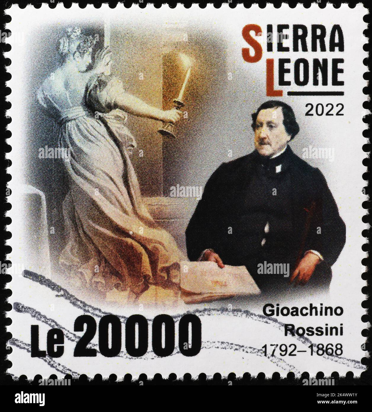 Gioachino Rossini portrait on stamp of Sierra Leone Stock Photo