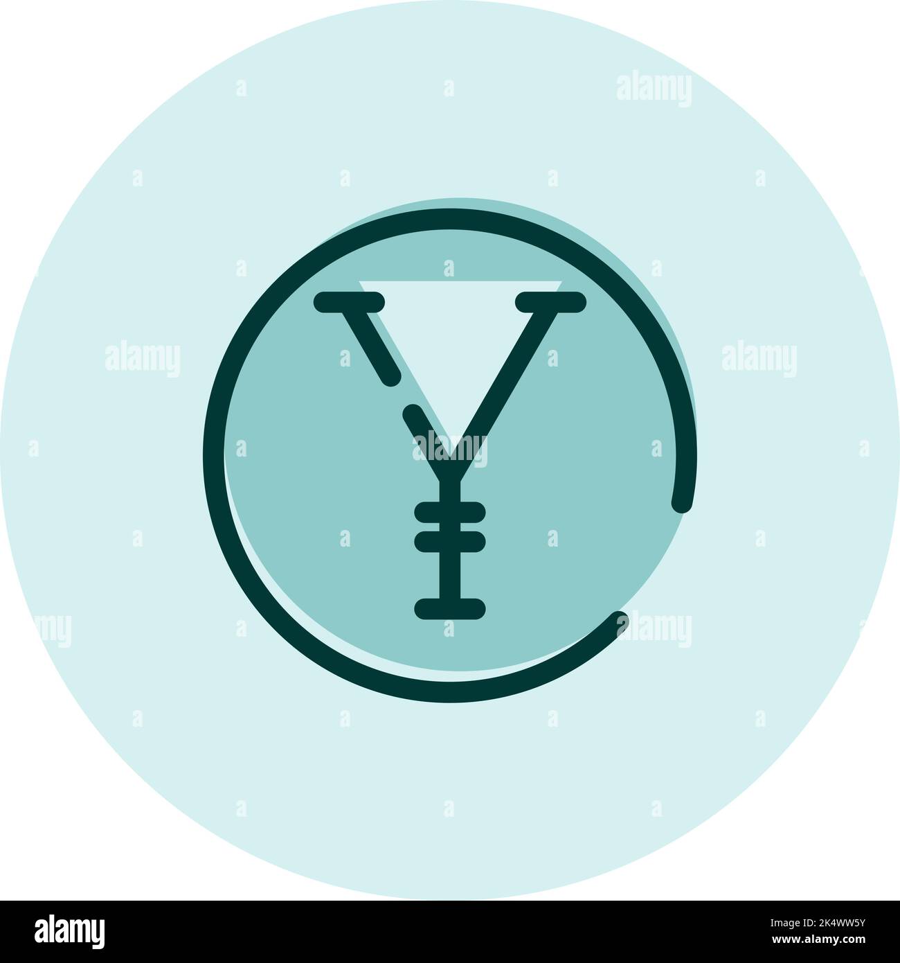 Financial yen, illustration, vector on a white background. Stock Vector
