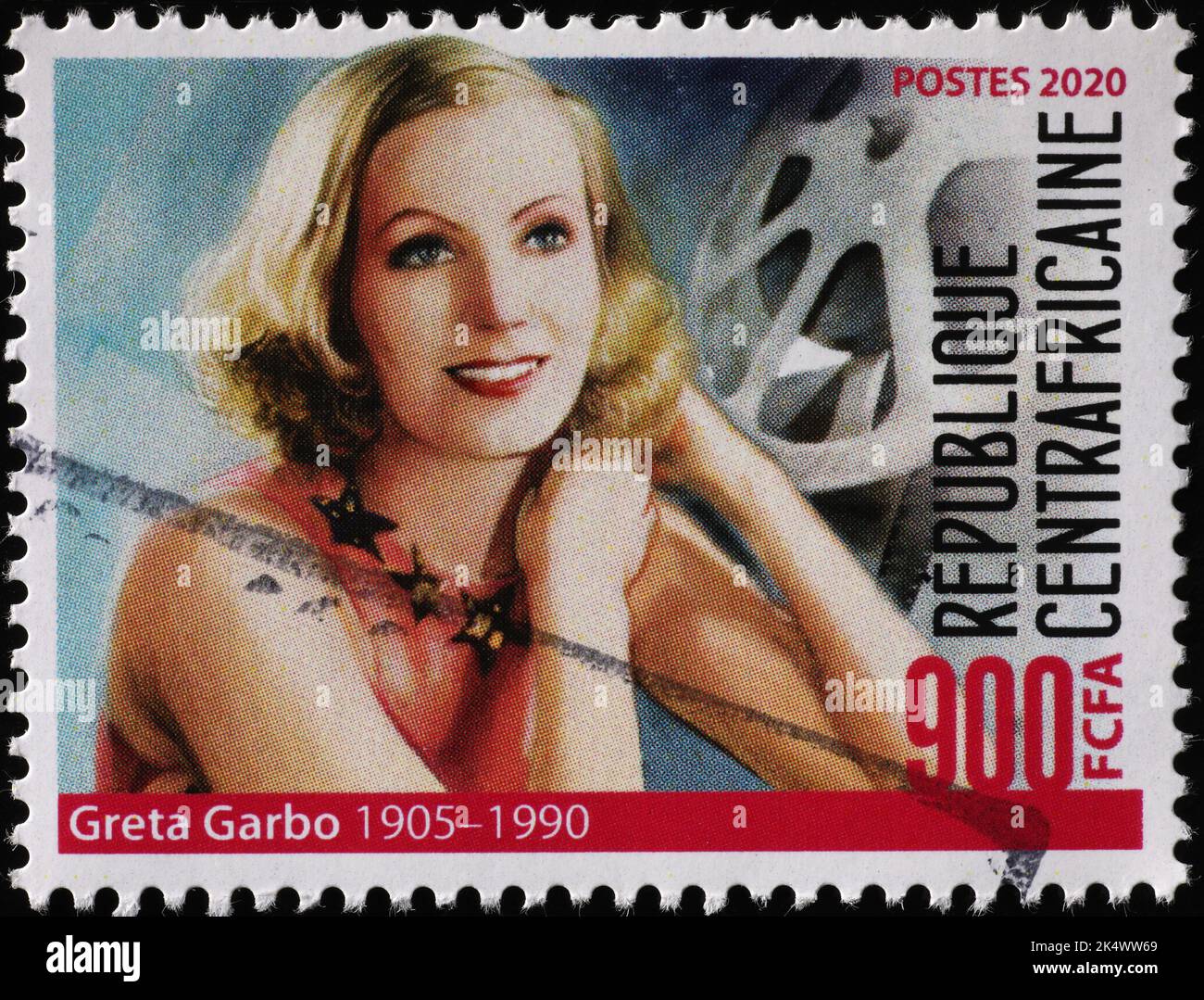 Greta Garbo portrait on african postage stamp Stock Photo