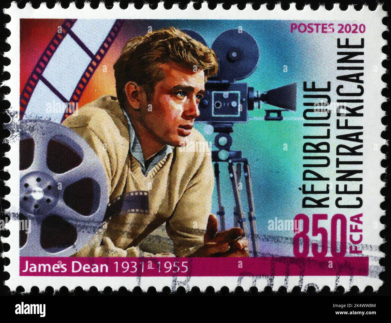 James Dean intense portrait on postage stamp Stock Photo Alamy