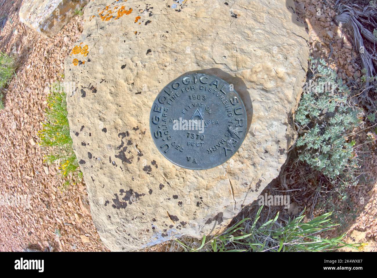 Survey Marker at Pinal Point Grand Canyon AZ Stock Photo Alamy
