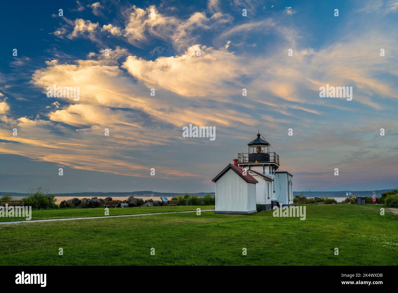 Sunset view of Point No Point Light Stock Photo