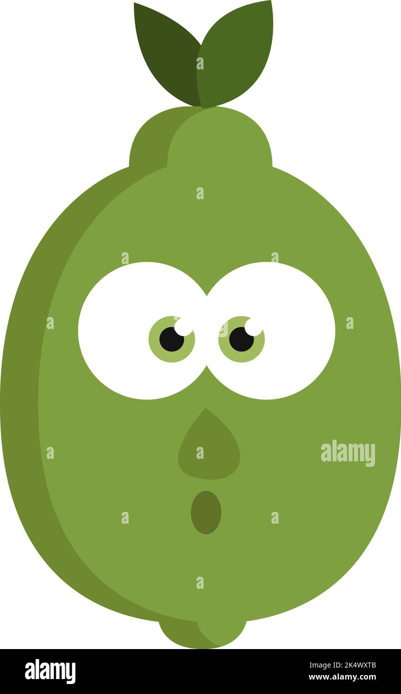 Lime with eyes, illustration, vector on a white background Stock Vector