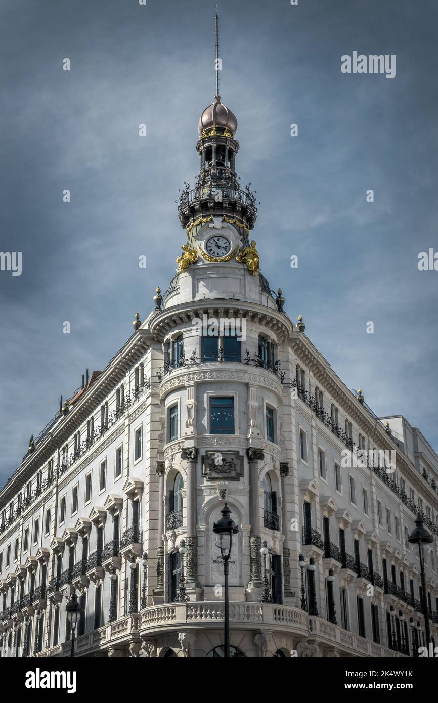 Flat iron building in Madrid, Spain Stock Photo