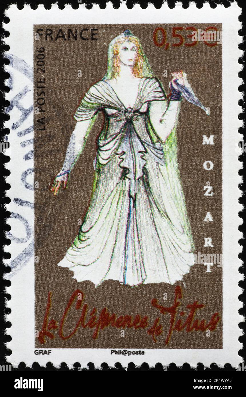 Opera 'La clemenza di Tito' by Mozart on postage stamp Stock Photo
