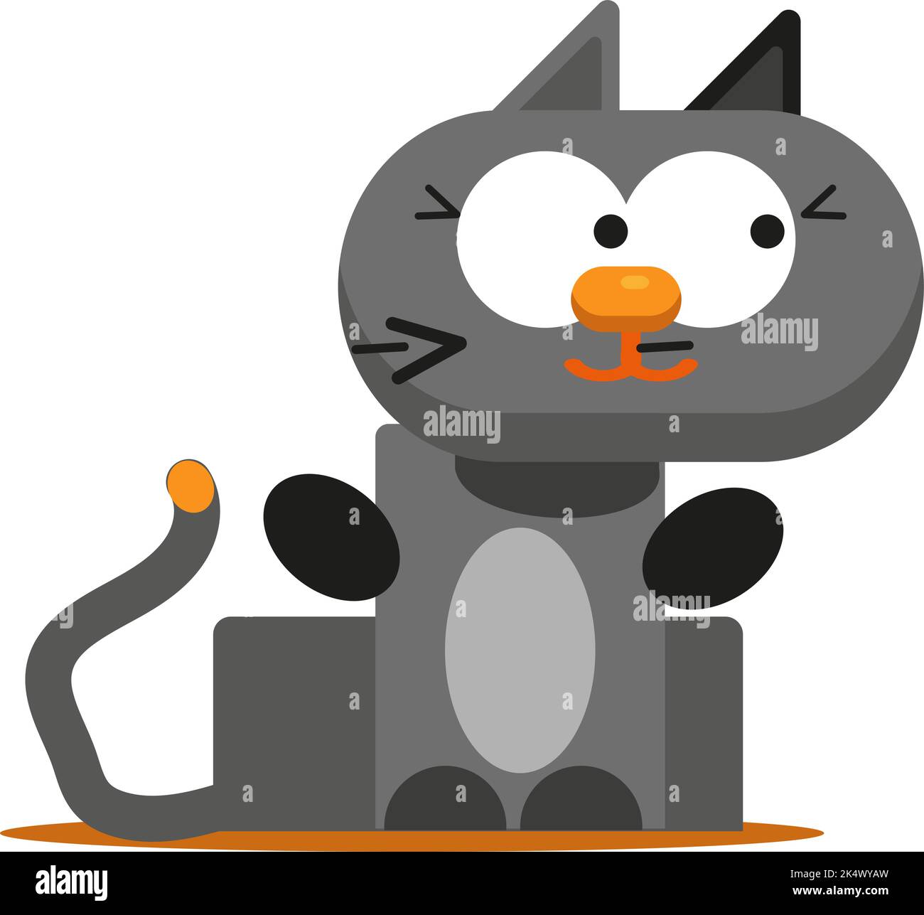 Curious grey cat, illustration, vector on a white background. Stock Vector