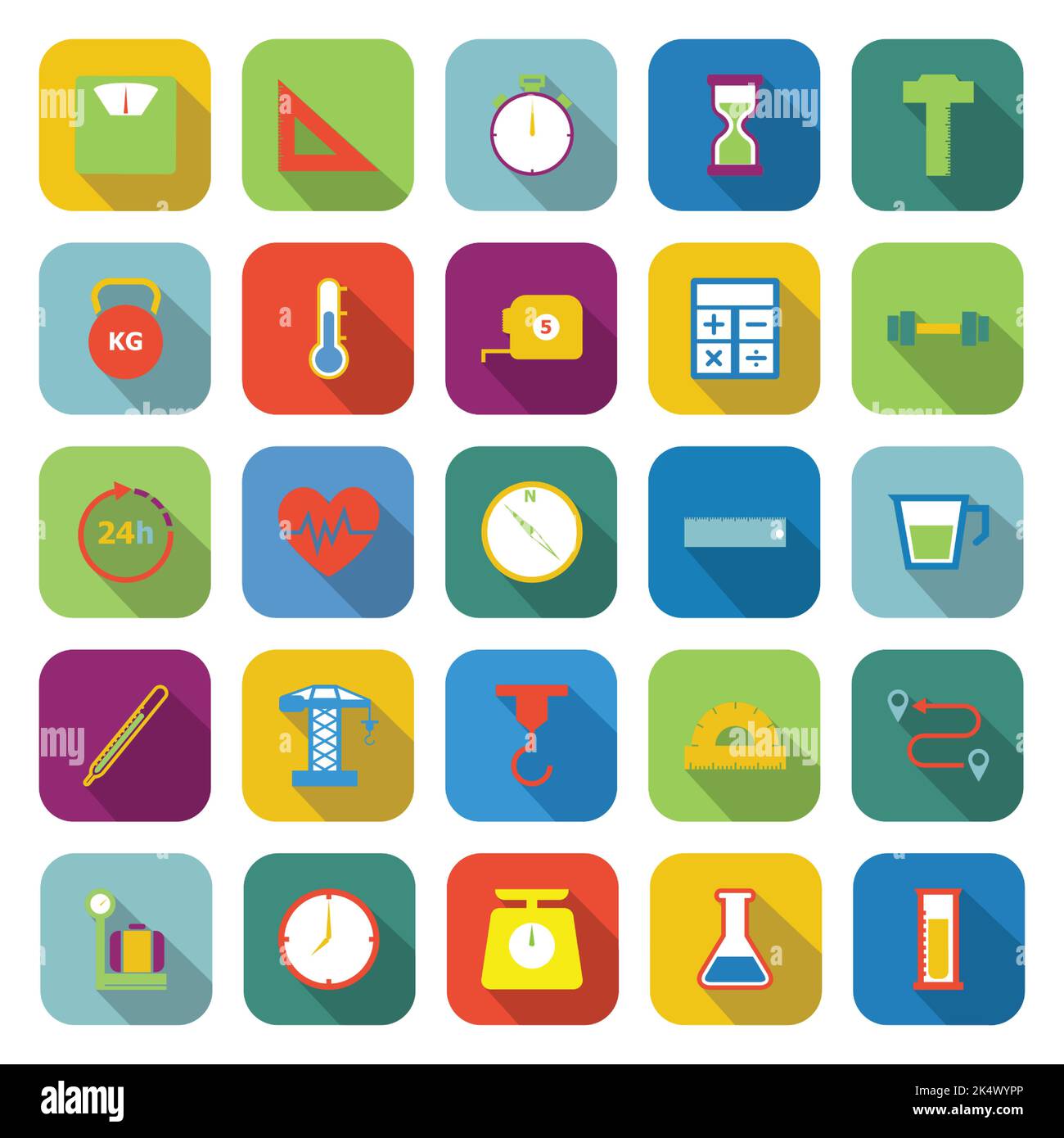 Measuring color icons with long shadow, stock vector Stock Vector Image ...