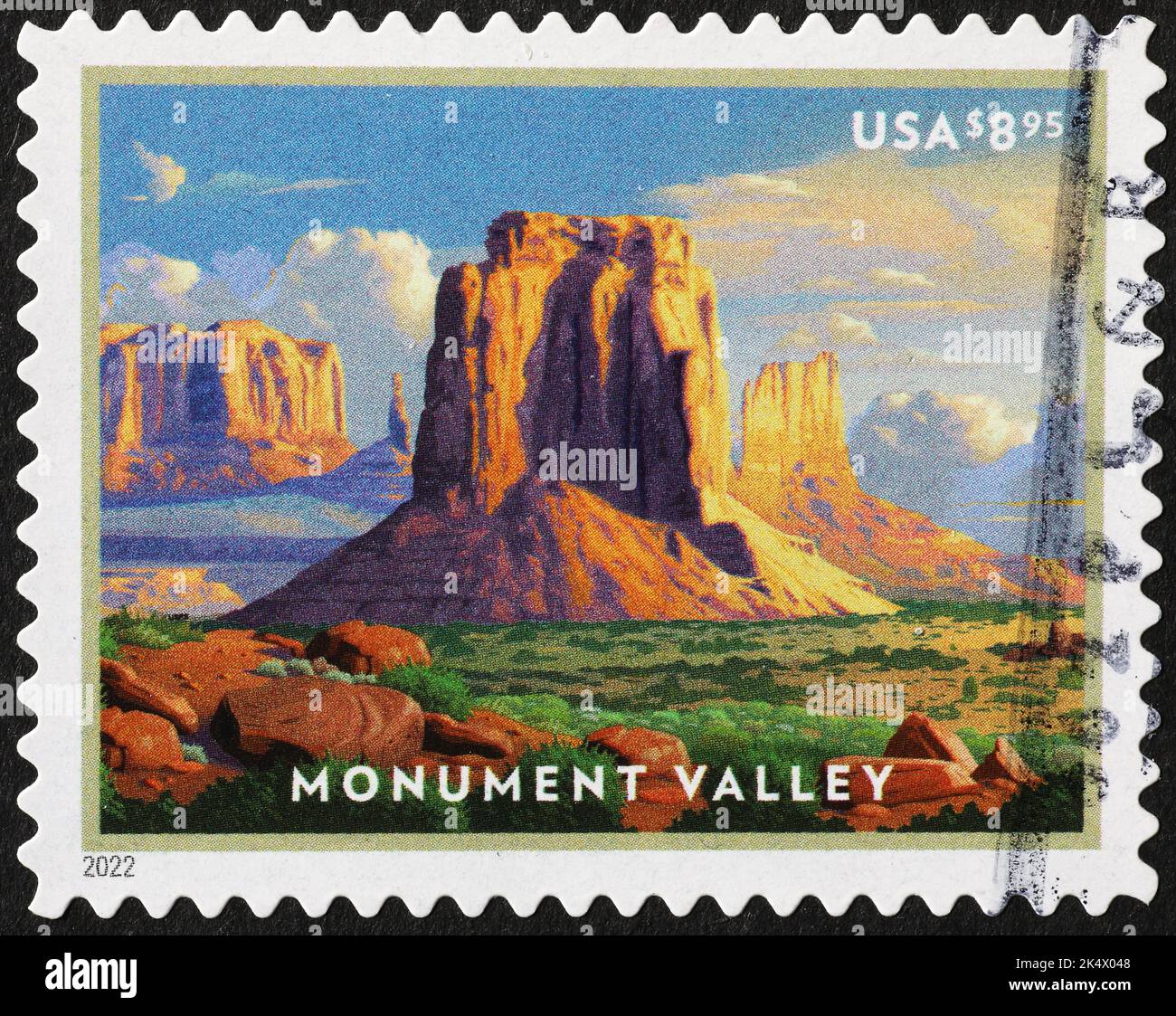 Renowned Monument Valley of Utah on american postage stamp Stock Photo