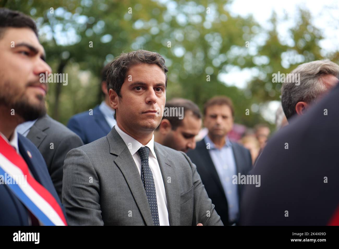 Gabriel Attal, French minister, at a demonstration in support of Armenia, attacked by Azerbaijan. September 15, 2022, Paris, France. Stock Photo