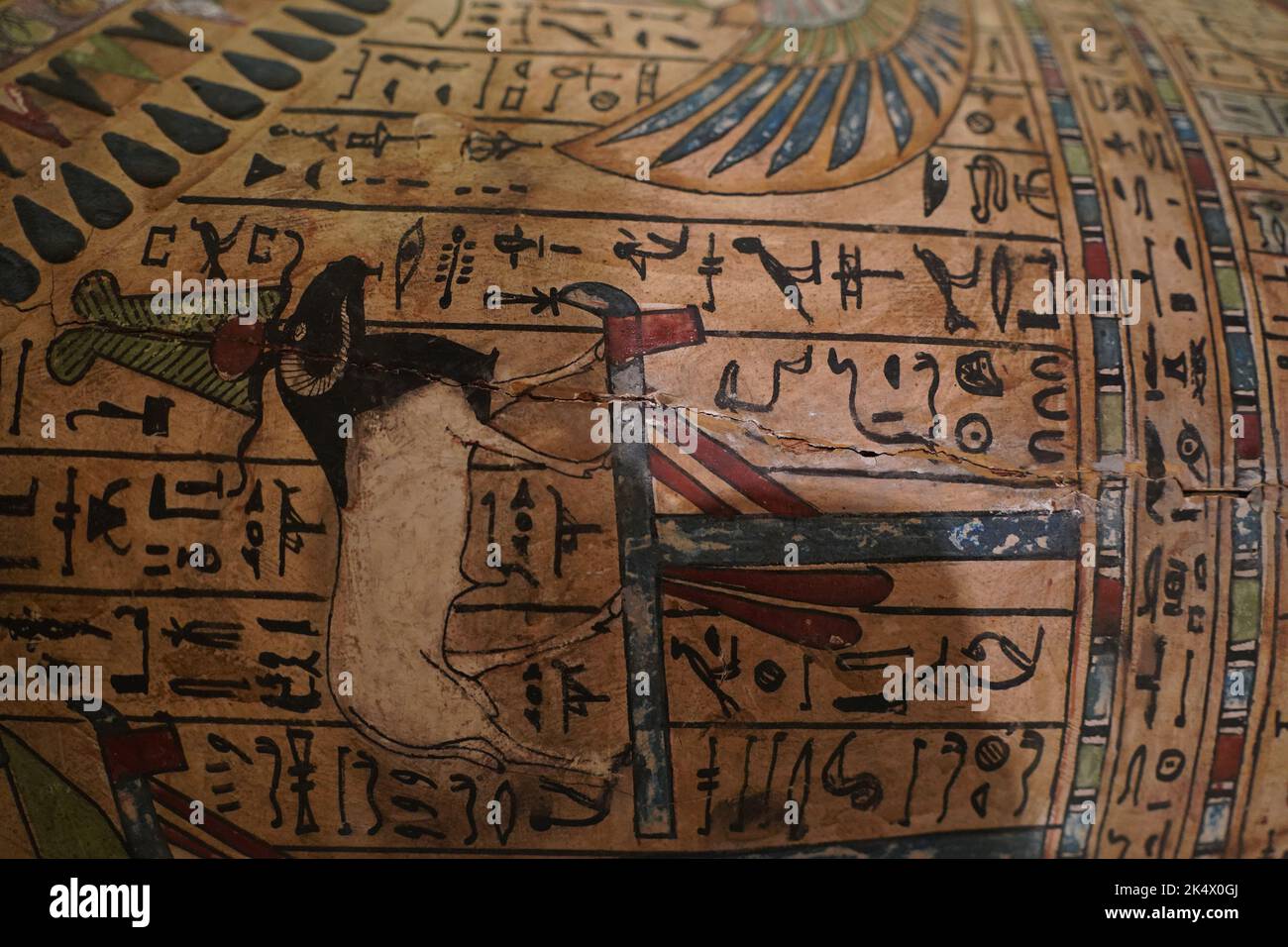 egyptian wooden sarcophagus hieroglyphs detail close up Stock Photo Alamy